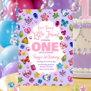 Little Jewel First Birthday Invitation for girl