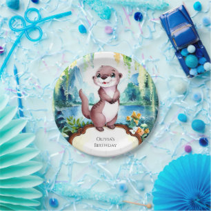 Little Joyful Otter Birthday Paper Plate