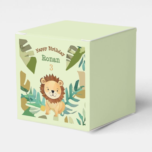 Little Jungle Prince Lion Birthday Favour Box (Front Side)