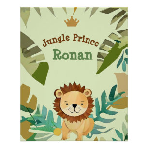 Little Jungle Prince Lion Birthday Poster