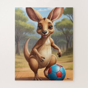 Little Kangaroo Playing Football Jigsaw Puzzle
