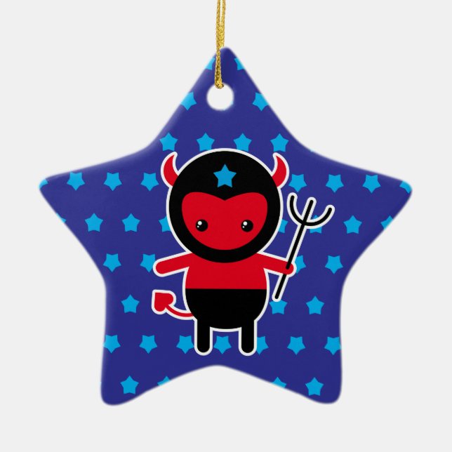 Little kawaii Ninja devil Ceramic Ornament (Front)