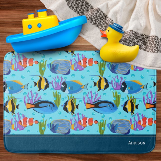Little Kids Ocean Fish Pattern Bathroom Bath Mat (Creator Uploaded)