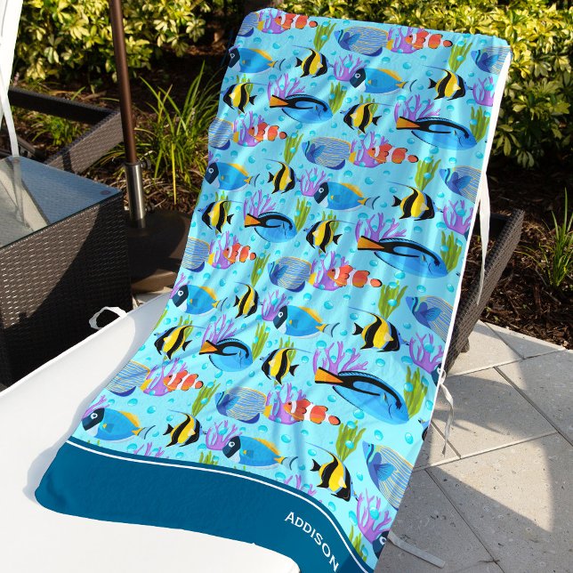 Little Kids Ocean Fish Pattern Beach Towel (Creator Uploaded)