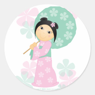 Little Kimono Classic Round Sticker