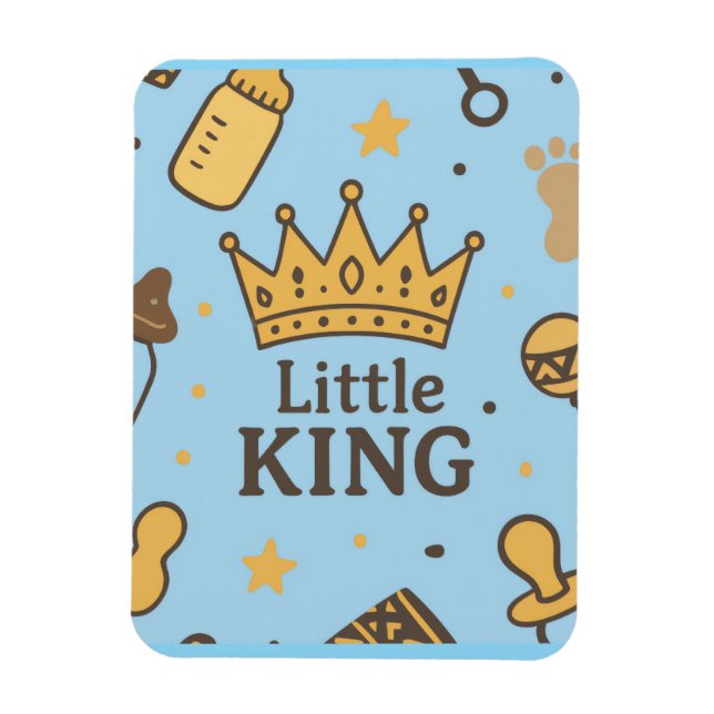 “Little King Baby Shower Banner – Blue & Gold Crow Magnet (Vertical)