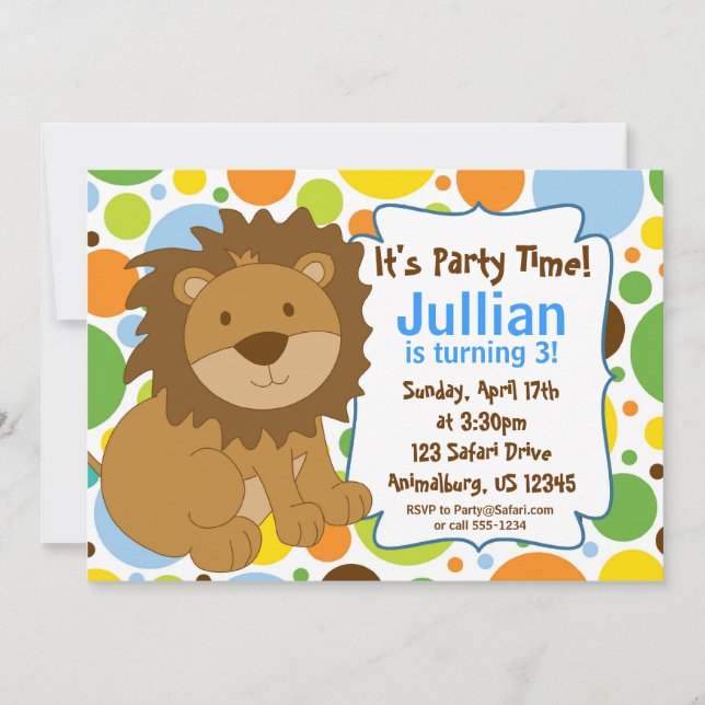 Little King Lion Birthday Party Invitation (Front)