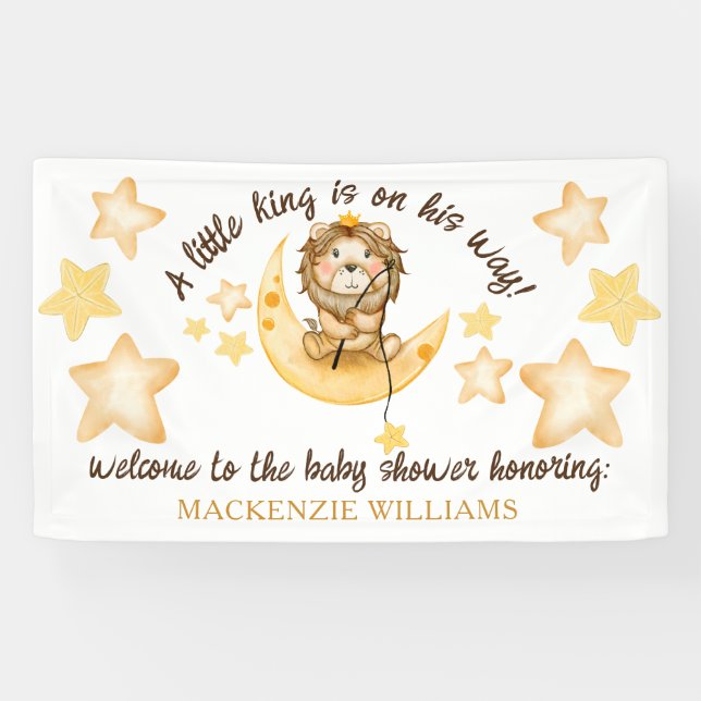 Little King Safari Lion Boy Baby Shower Welcome  Banner (Horizontal)