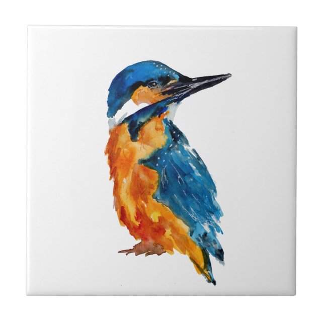 Little Kingfisher Bird Ceramic Tile (Front)