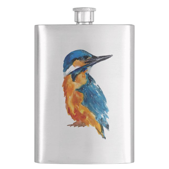 Little Kingfisher Bird Hip Flask (Front)