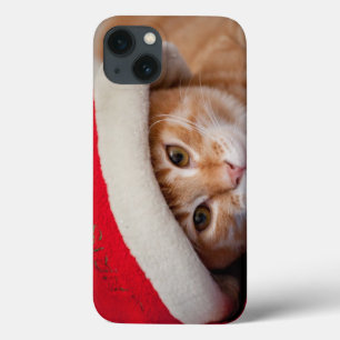 Little Kitten in Red Christmas Hat iPhone 13 Case