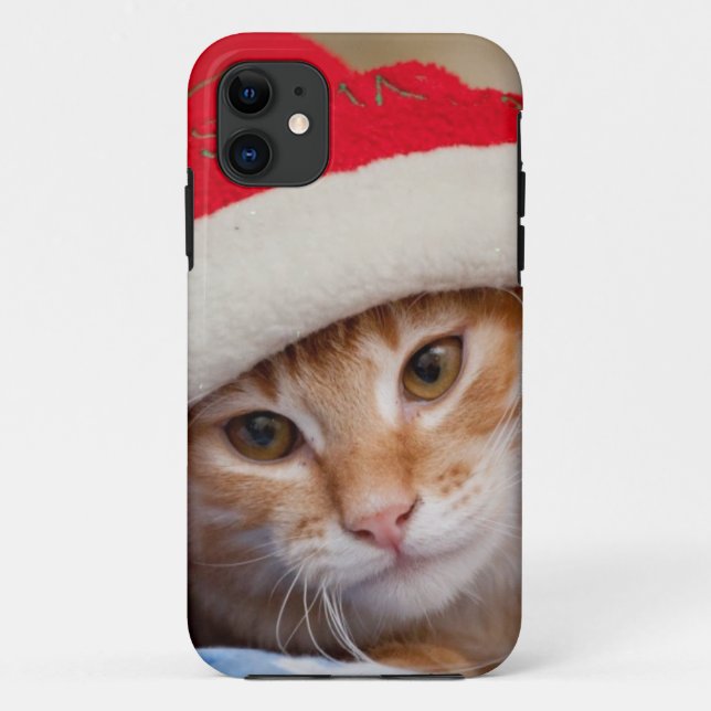 Little Kitten in Red Christmas Hat Case-Mate iPhone Case (Back)