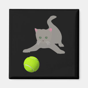 Little Kitten Playing With A Tennis Ball  Cat  Magnet