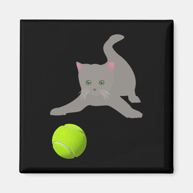 Little Kitten Playing With A Tennis Ball  Cat  Magnet (Front)