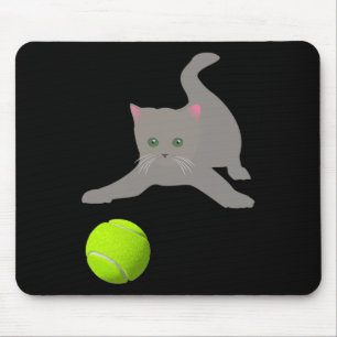 Little Kitten Playing With A Tennis Ball  Cat  Mouse Pad