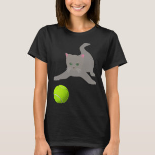 Little Kitten Playing With A Tennis Byll Cat T-Shirt