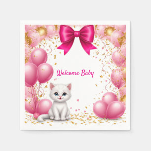 Little Kitten Welcome Baby Card 🐱 Napkin
