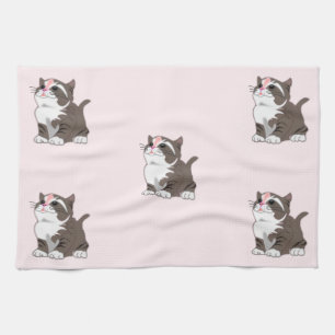 Little Kittens Kitchen Towel Pink