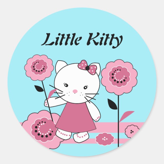 Little Kitty Classic Round Sticker (Front)