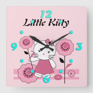 Little Kitty Square Wall Clock
