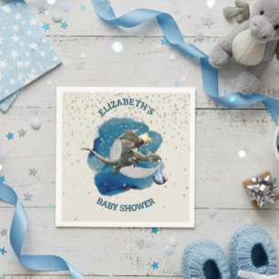 Little Knight Dragon Silver Star Baby Shower Napkin