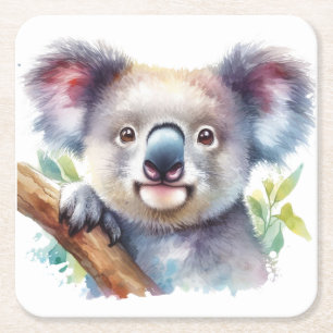 Little Koala Bear Australian Animal Square Paper Coaster