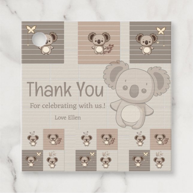 Little Koala Bliss Favour Tags (Front)