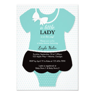 Little Lady Baby Shower Invitation, Blue, Pearls Invitation