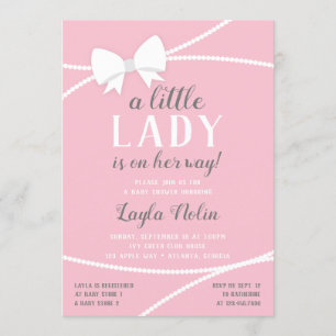 Little Lady Baby Shower Invitation, Pink, Grey Invitation