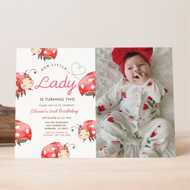 Little Lady Birthday Party Photo Invitation (Creator Uploaded)