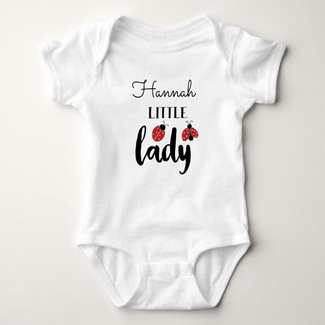Little Lady | Cute Ladybugs Personalised Baby Bodysuit (Front)