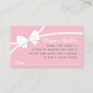 Little Lady Diaper Raffle Ticket, Pink, Grey Enclosure Card