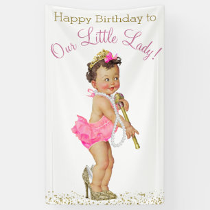 Little Lady High Heels Pearls Girls Birthday Party Banner