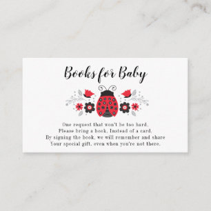 Little Lady Ladybug Books for Baby Shower Enclosure Card