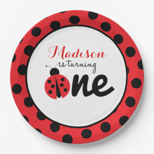 Little Lady Ladybug First Birthday Polka Dot Paper Plate