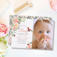 Little Lady Ladybug Roses Photo Girl 1st Birthday