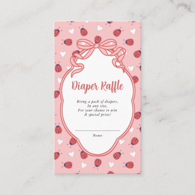Little Lady on the Way Diaper Raffle Ticket Enclosure Card (Front)