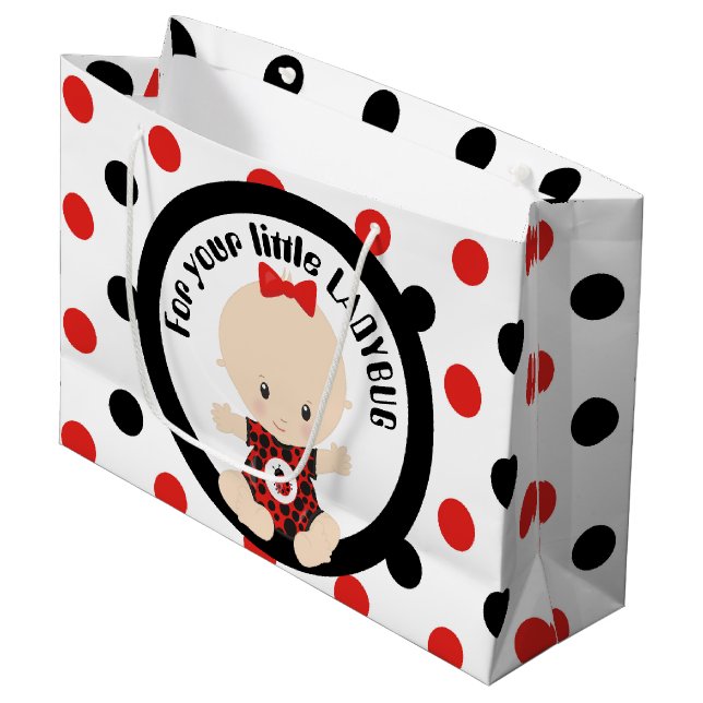 little ladybug add message baby party bag (Front Angled)
