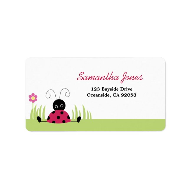 Little Ladybug Baby Shower Address Label (Front)