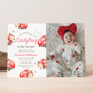 Little Ladybug Baby Shower Party Photo Invitation