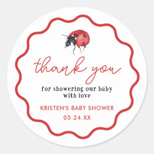 Little Ladybug Baby Shower Thank You Favours Classic Round Sticker