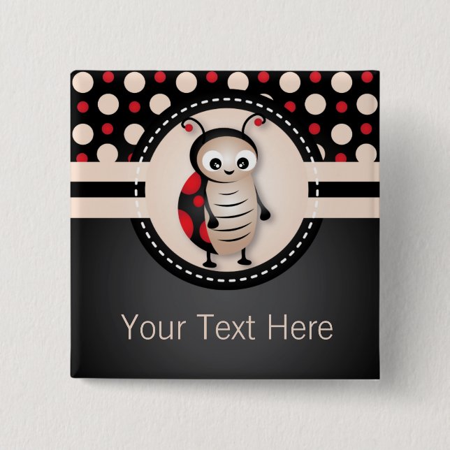 Little Ladybug Birthday Party Favour Button (Front)