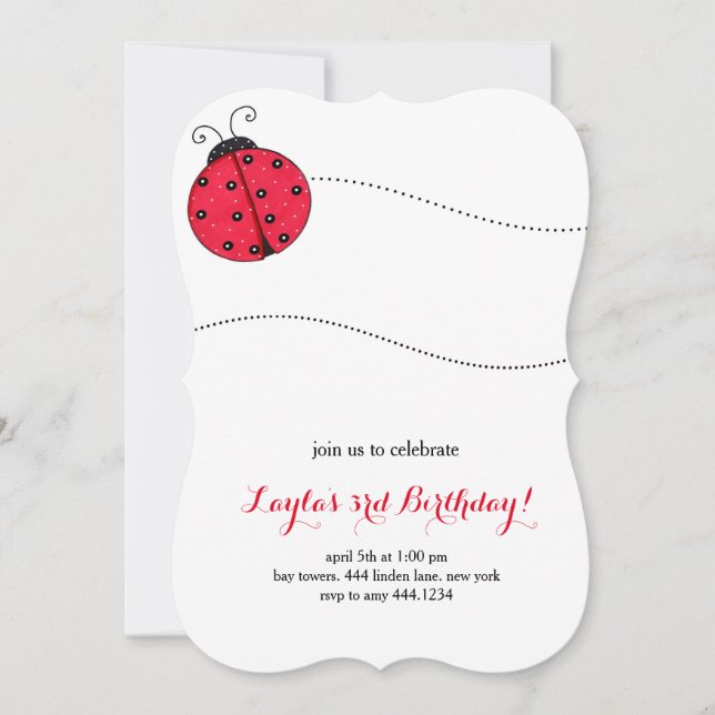 Little Ladybug birthday party invitation (Front)