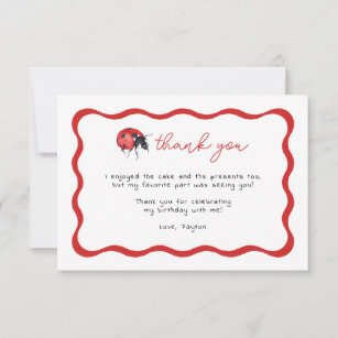 Little Ladybug Birthday Party Thank You Cards