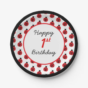 Little Ladybug Birthday Polka Dot Paper Plate