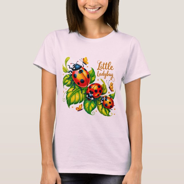 Little Ladybug Colourful Insect Pink Design  T-Shirt (Front)