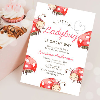 Little Ladybug Girl Baby Shower Invitation
