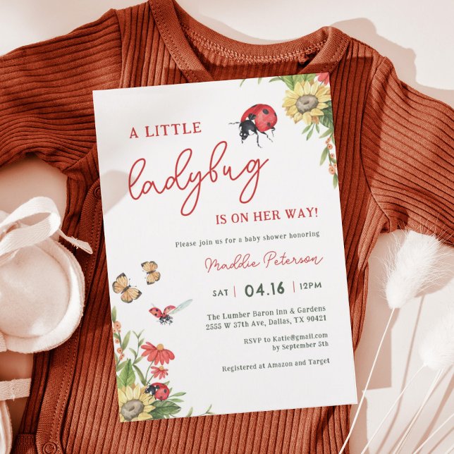 Little Ladybug Girl Baby Shower Invitation (Creator Uploaded)