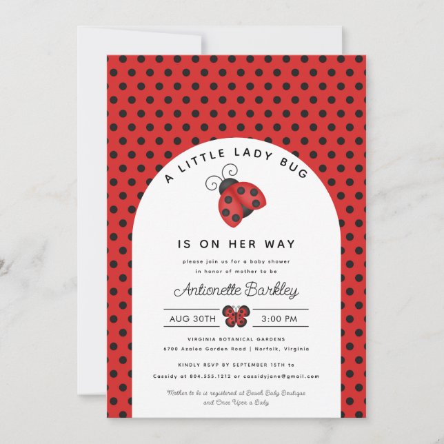 Little Ladybug Girl Baby Shower Invitation  (Front)