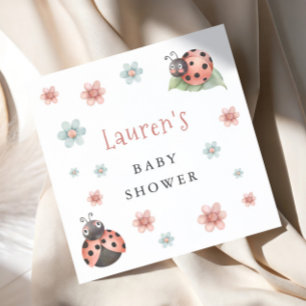 Little Ladybug Insect Girl Baby Shower Napkin